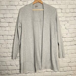 Chicos Womens Open Front Cardigan Heather Gray Ribbed Knit Sweater Size 0 Small